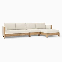 Porto Outdoor 2-Piece Chaise Sectional 134", Left Arm Sofa, Right Chaise, Driftwood, Pearl Gray