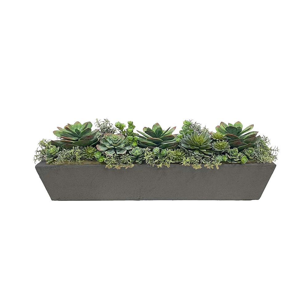 Faux Potted Succulent Mix w/ Planter, Gray