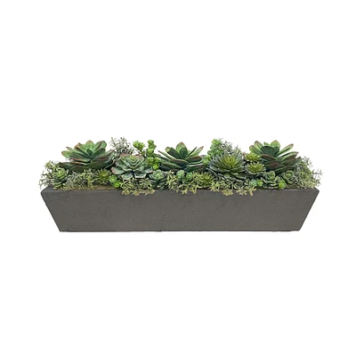 Faux Potted Succulent Mix w/ Planter, Gray