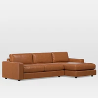 Urban 106" Right 2-Piece Chaise Sectional, Saddle Leather, Nut, Poly-Fill