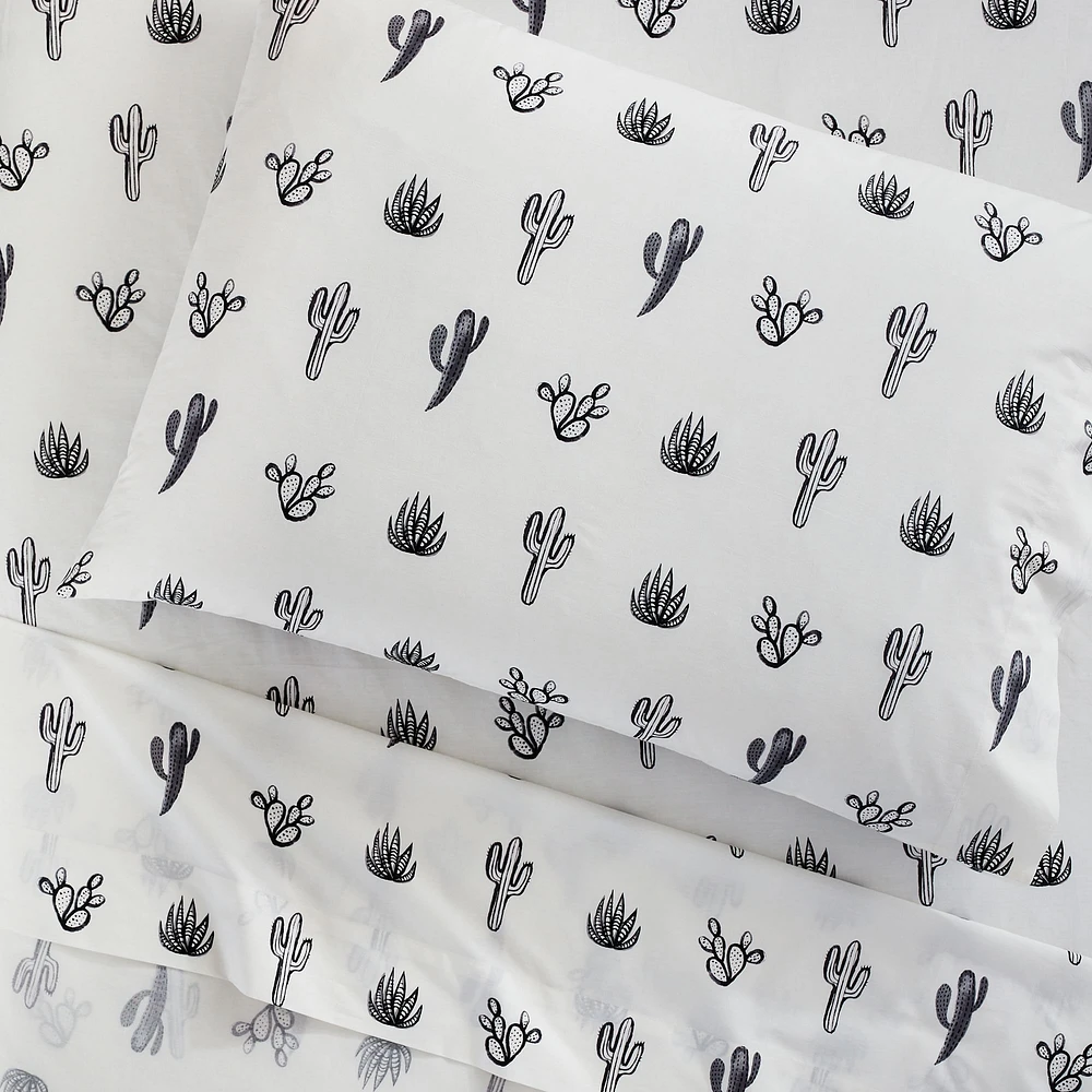 Cactus Sheet Set, Full, Black and White, WE Kids