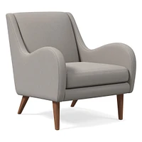 Sebastian Chair, Poly , Yarn Dyed Linen Weave, Alabaster, Pecan