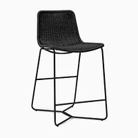 Slope Outdoor Bar Stool, All Weather Wicker, Charcoal