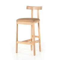 Tex Bar Stool, Solid Rosa Morada, Natural Leather