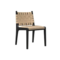 Dunham Dining Chair, Saddle Leather, Nut, Black, Black Straps