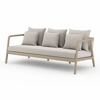 Rope & Wood Outdoor Sofa, 81", Charcoal Weathered Gray