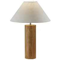 Modern Wood Column Table Lamp, Natural Oak