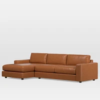 Urban 106" Right 2-Piece Chaise Sectional, Saddle Leather, Nut, Poly-Fill