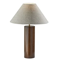 Modern Wood Column Table Lamp, Natural Oak