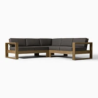 Portside Outdoor 3-Piece L-Shaped Sectional 97", Weathered Gray, Alabaster