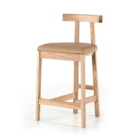 Tex Bar Stool, Solid Rosa Morada, Natural Leather