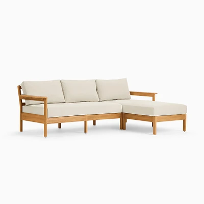 Playa Outdoor 2-Piece Reversible Chaise Sectional, Black, Plain Weave, Alabaster