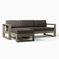 Portside Outdoor 2-Piece Chaise Sectional 92", Left Arm Sofa, Right Chaise, Driftwood, Pearl Gray