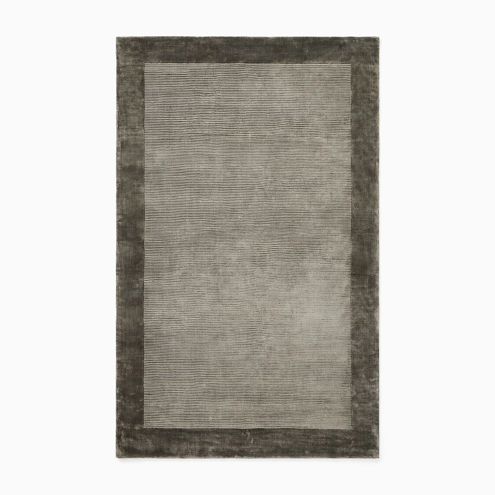 Chip & Dent: Tencel Frame Rug, Charcoal, 6x9