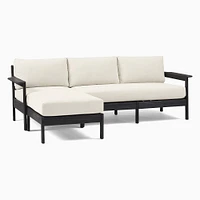 Playa Outdoor 2-Piece Reversible Chaise Sectional, Black, Plain Weave, Alabaster
