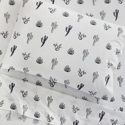 Cactus Sheet Set Standard Pillowcase, Black and White, WE Kids