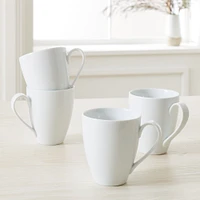 Organic Porcelain Mug, White, Set of 4