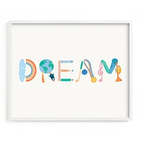 Dream Dream, White Wood Frame, 14"x11"