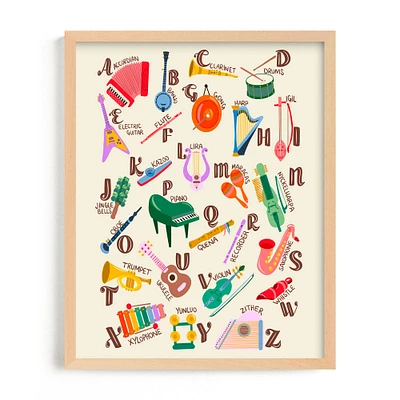 Musical Alphabet, White Wood Frame, 11x14