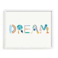 Dream Dream, White Wood Frame, 14"x11"