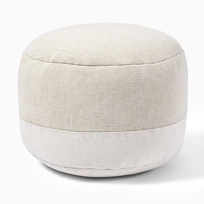 Cotton Canvas Round Pouf, 22"x22"x13", Sand