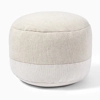 Cotton Canvas Round Pouf, 22"x22"x13", Sand