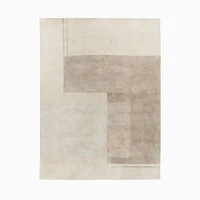 Colorblock Shine Wool Rug, 5x8, Beige Whitecap