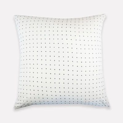 Anchal Cross-Stitch Throw Pillow - Bone White