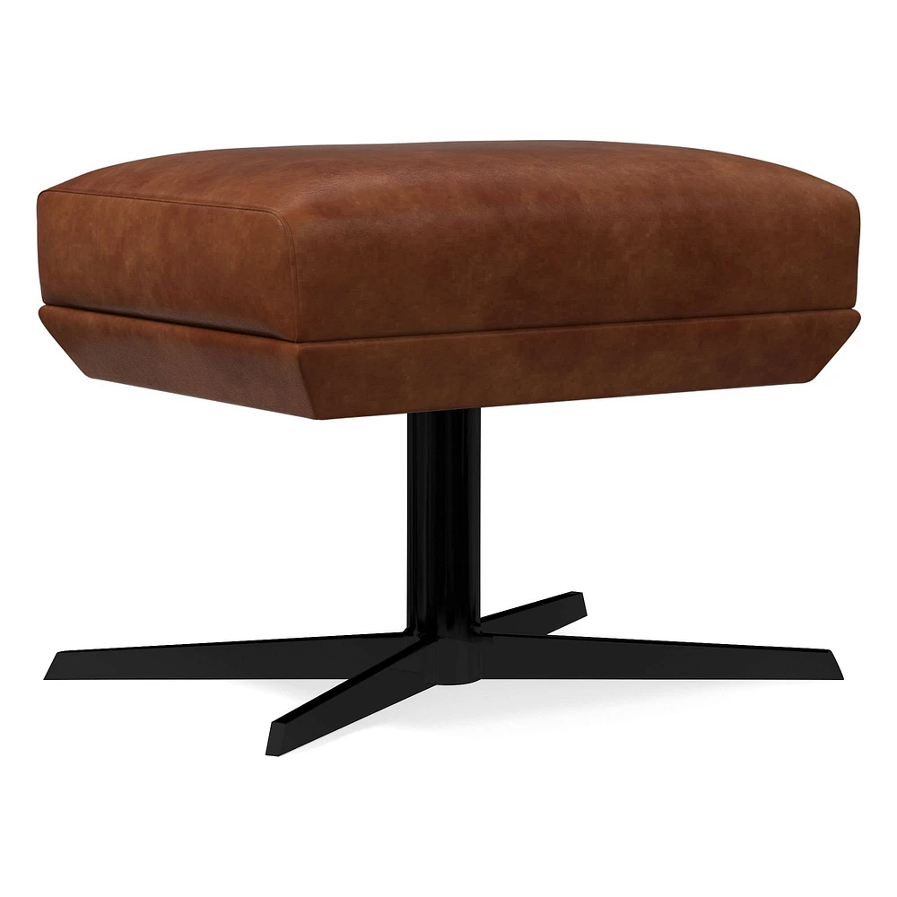 Austin Swivel Ottoman, Poly, Saddle Leather, Nut, Dark Bronze