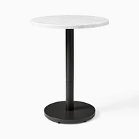 White Marble Orbit Base Bistro Table, Round, 24", Dark Bronze, Blackened Brass