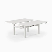 Double Standing Desk,Team Plus,Woodgrain Top, White Base