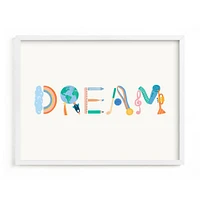 Dream Dream, White Wood Frame, 14"x11"