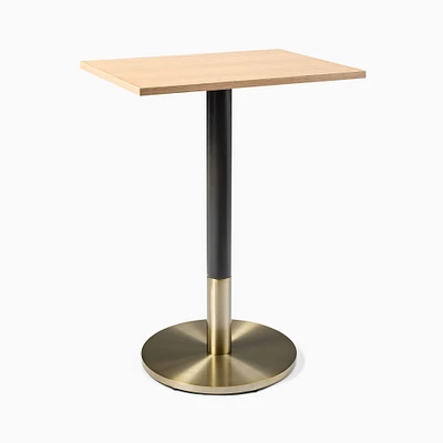 Restaurant Table, Top 24x32" Rect, Dark Walnut, Bar Ht Orbit Base, Bronze/Brass