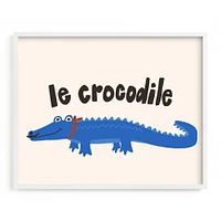 French Crocodile, White Wood Frame, 14"x11"