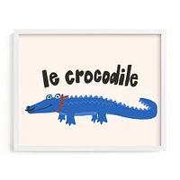 French Crocodile, White Wood Frame, 14"x11"