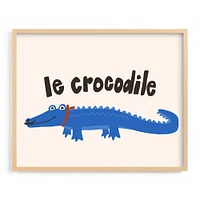 French Crocodile, White Wood Frame, 14"x11"