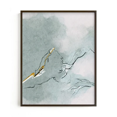 Cloud Mountains by Shraddha Dharia, White Wood Frame, Full Bleed, 11x14