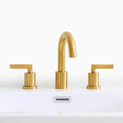 Jackson Widespread Gooseneck Bathroom Faucet Set, Antique Brass