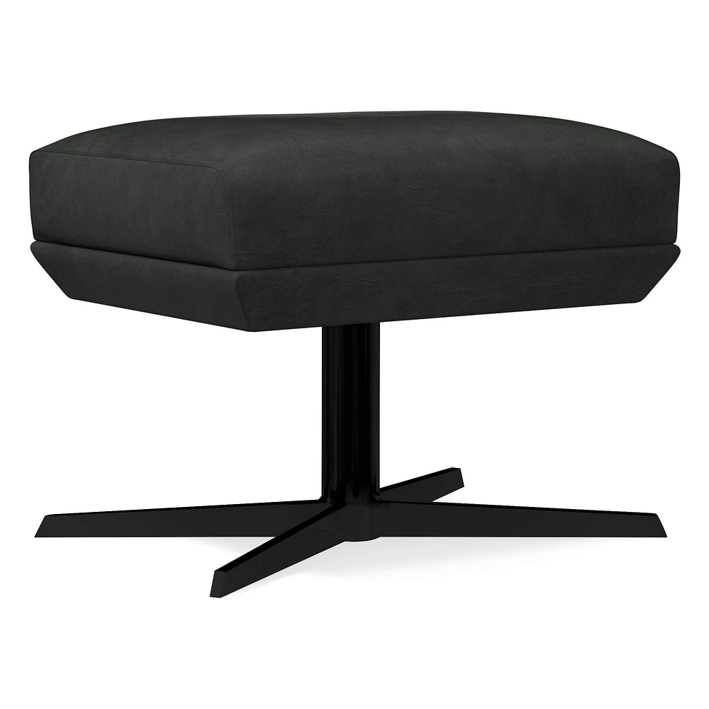 Austin Swivel Ottoman, Poly, Saddle Leather, Nut, Dark Bronze
