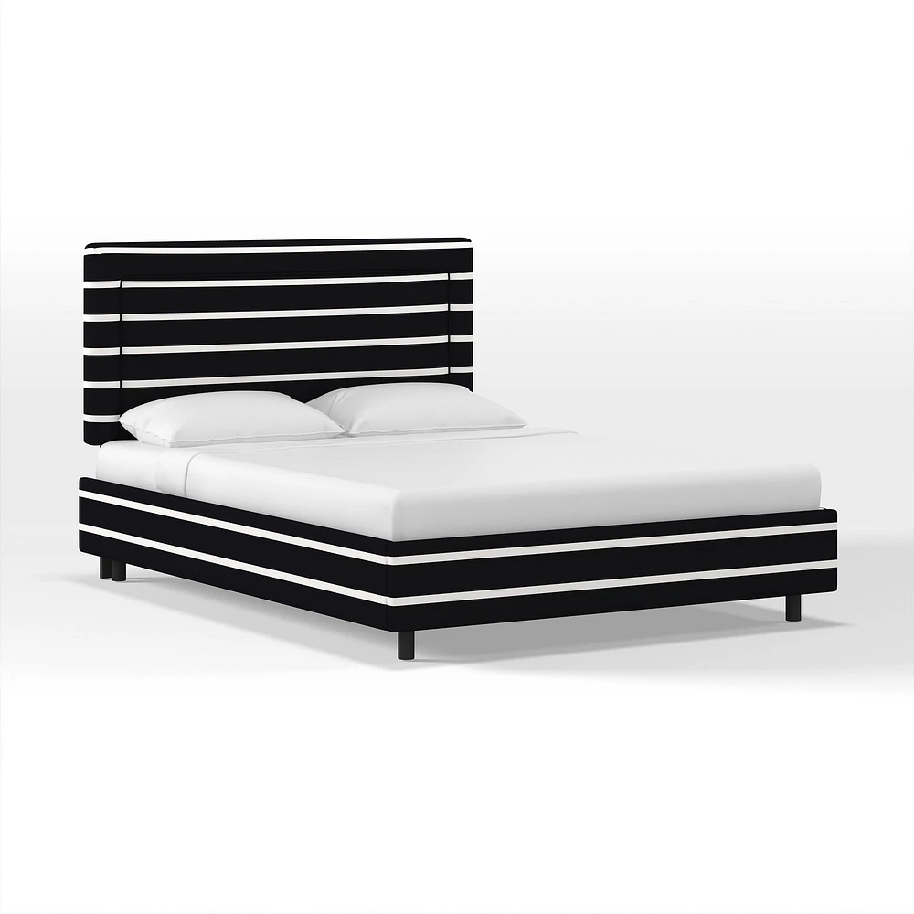 Frances Border Bed, Full, Performance Velvet, Black