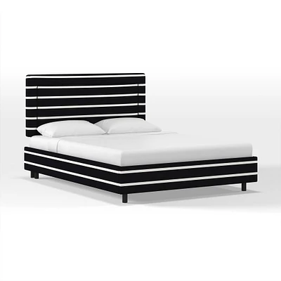 Frances Border Bed, Twin, Performance Velvet, Dove Gray