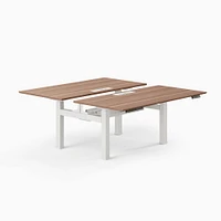 Double Standing Desk,Team Plus,Woodgrain Top, White Base