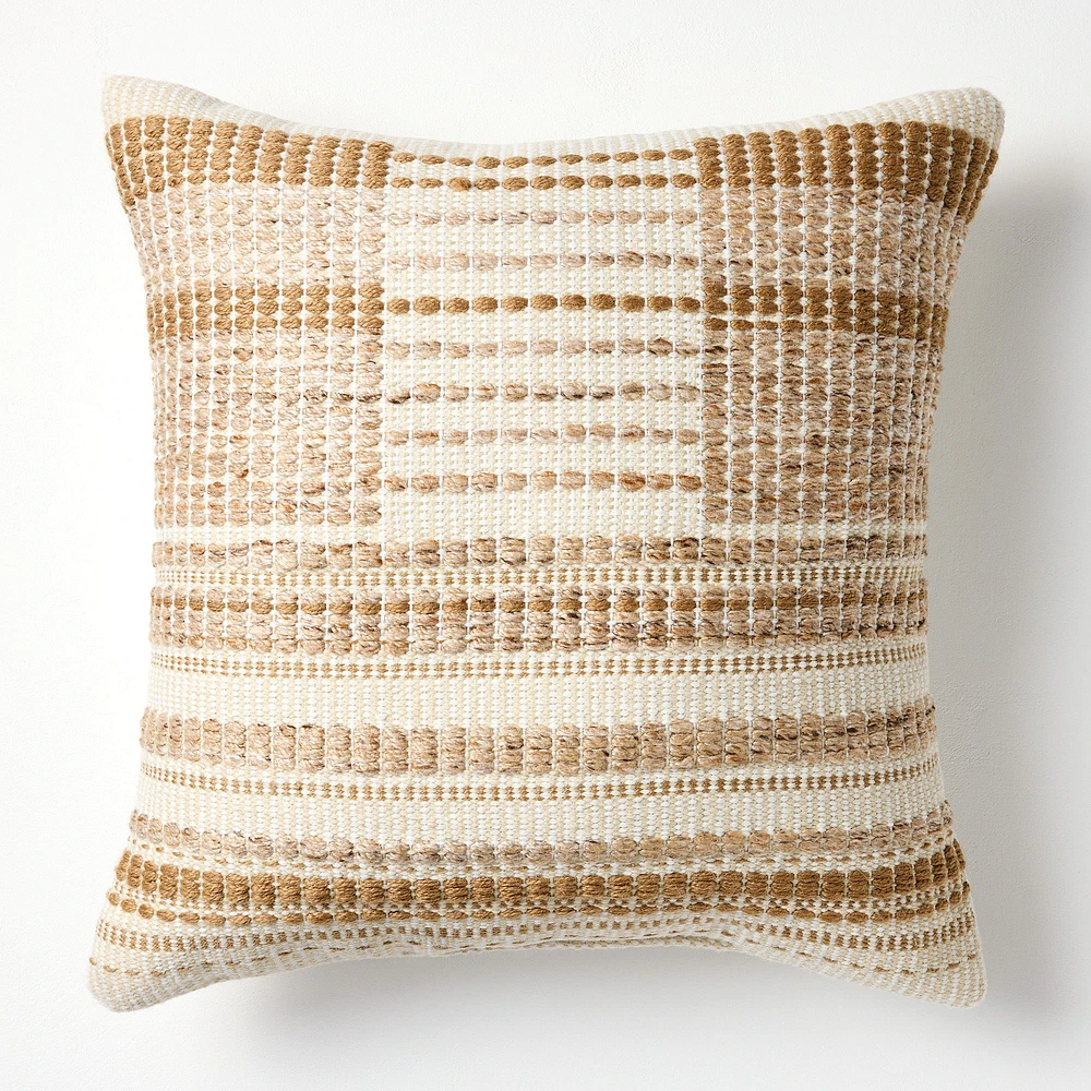 Outdoor Faux Natural Mixed Texture Pillow, Alabaster, 20x20