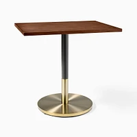 Restaurant Table, Top 24x32" Rect, Dark Walnut, Dining Ht Orbit Base, Bronze/Brass