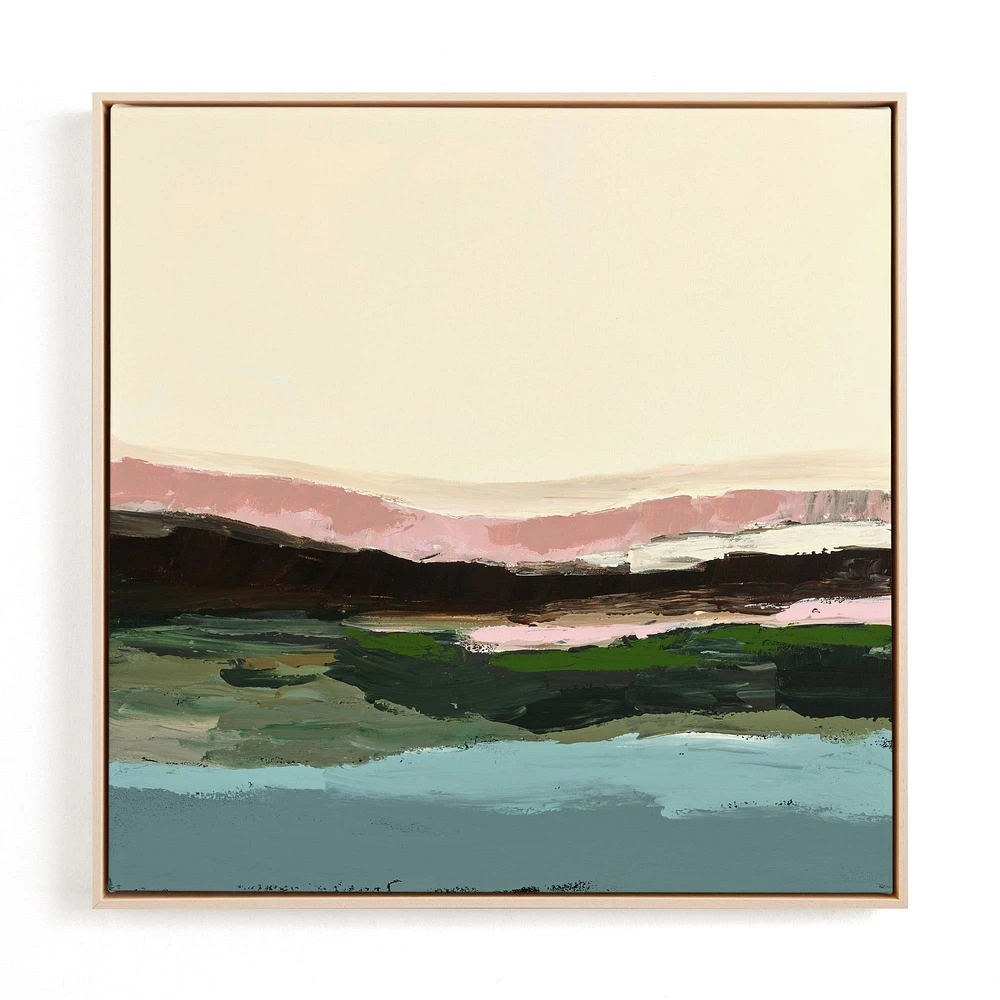 Full Moon Tide, Natural Wood Canvas Frame, 24x24, Multi