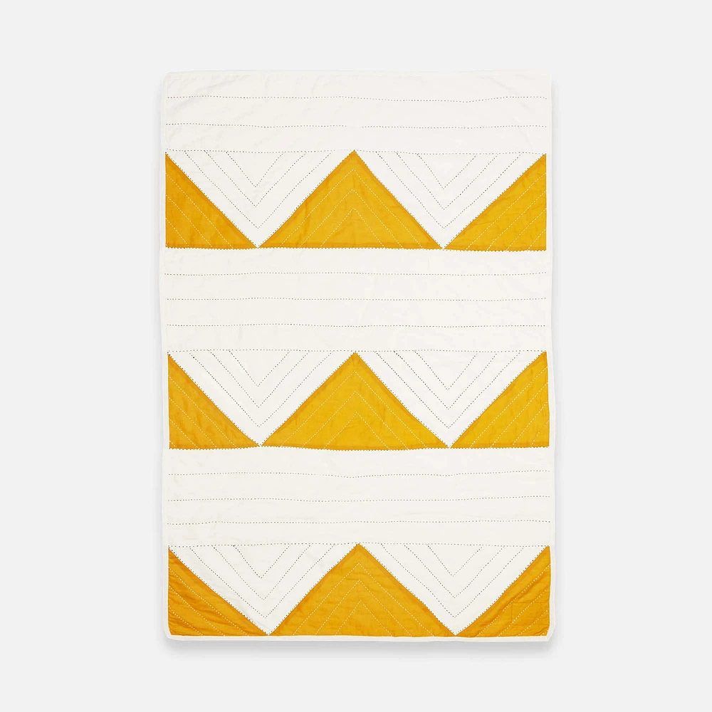 Anchal Small Triangle Quilt Throw - Mustard Yellow