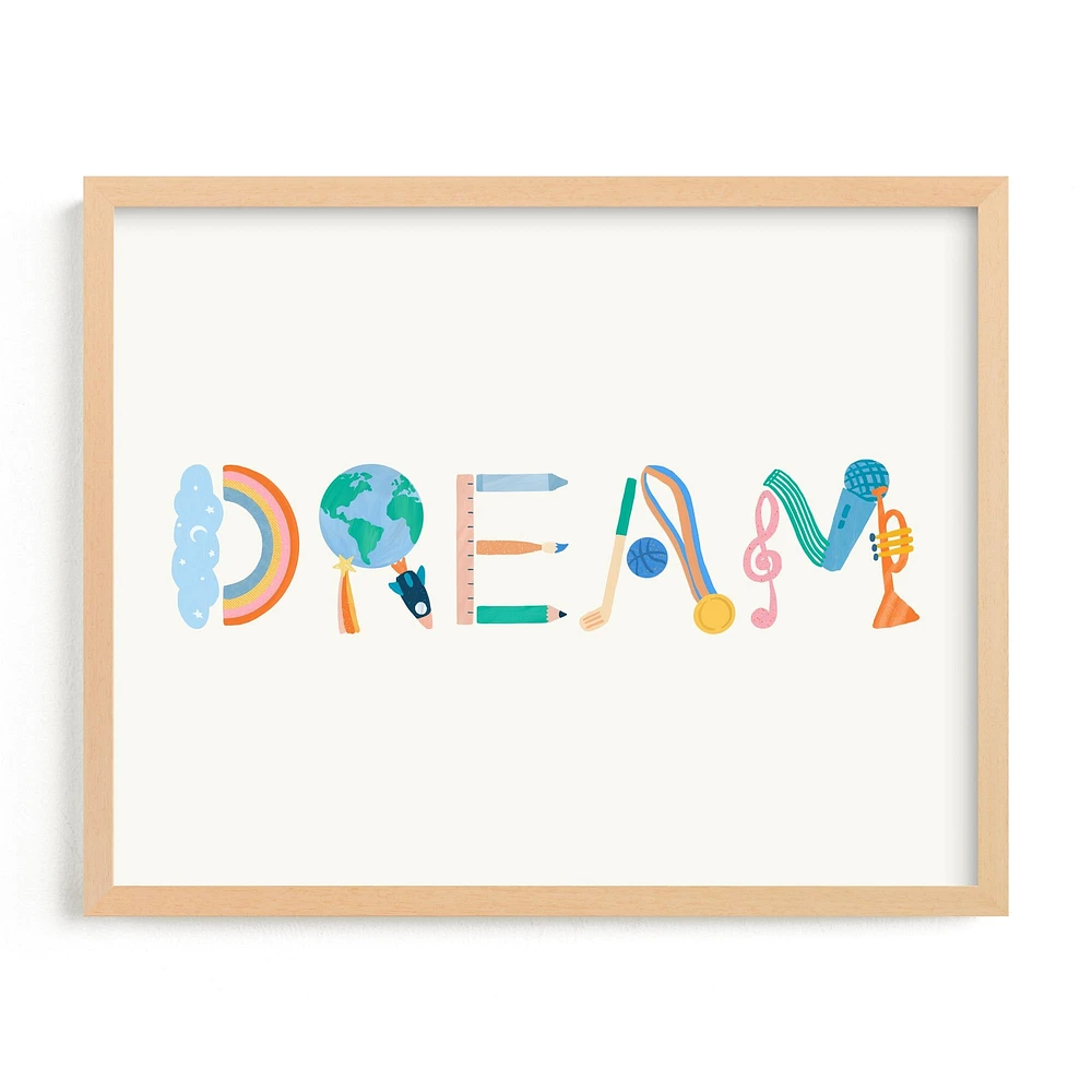 Dream Dream, White Wood Frame, 14"x11"