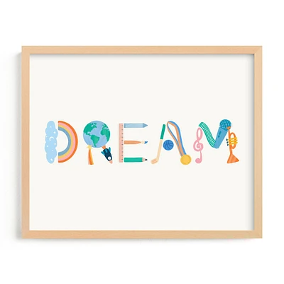 Dream Dream, White Wood Frame, 14"x11"