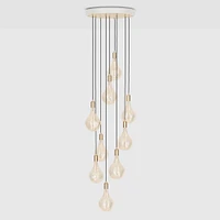 Tala Oak Nine Pendant With Large White & Canopy Sphere Iv Bulbs