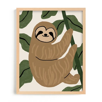 Baby Sloth, White Wood Frame, 11x14